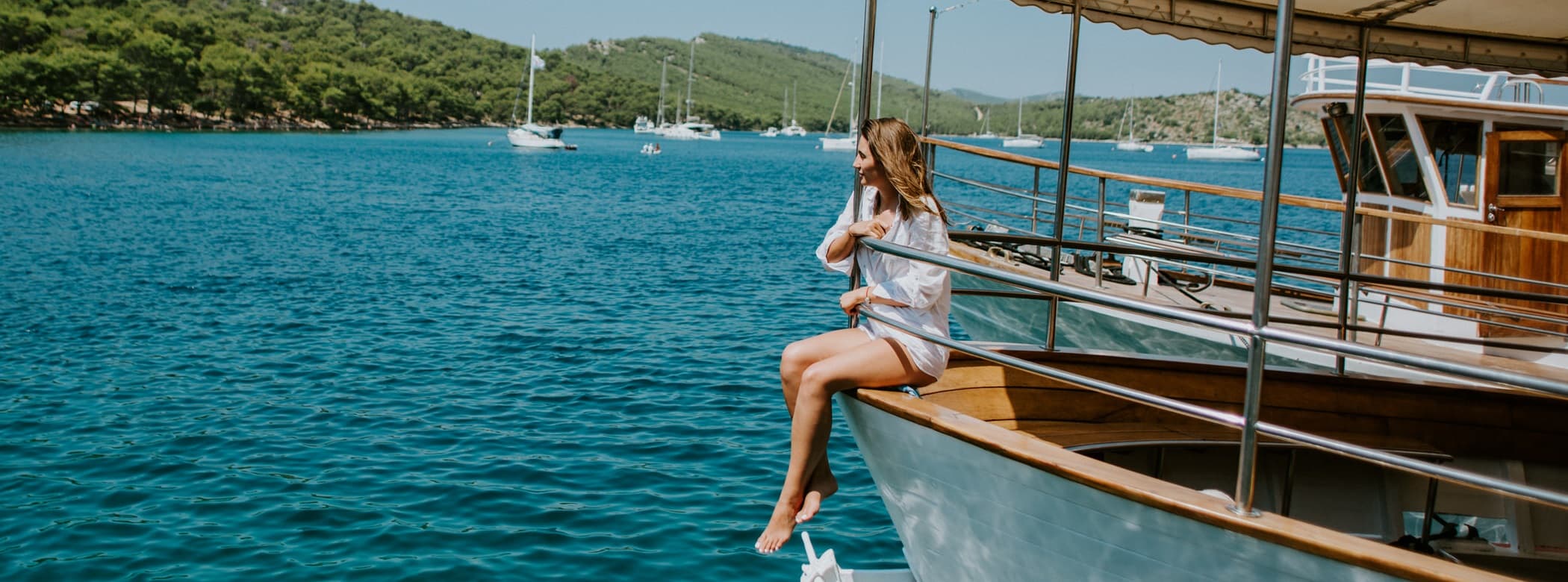 Traditional wooden boat Kanela sailing to Kornati National Park